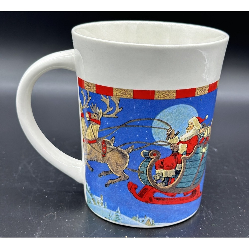 COLLECTIBLE ROYAL NORFOLK Santa‎ Reindeer CHRISTMAS COFFEE CUP MUG, GUC